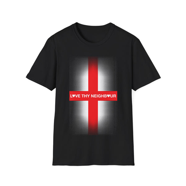 Love thy Neighbour England Flag Blue/Black/Green/Red T-Shirt
