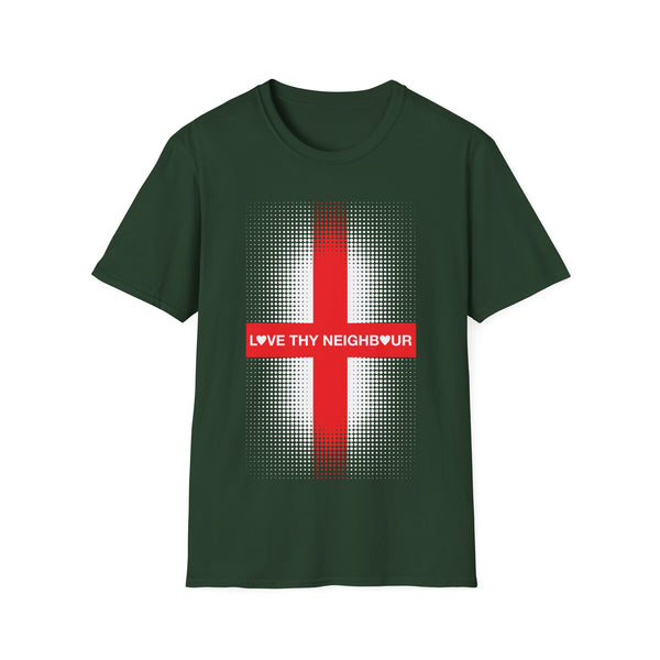 Love thy Neighbour England Flag Blue/Black/Green/Red T-Shirt